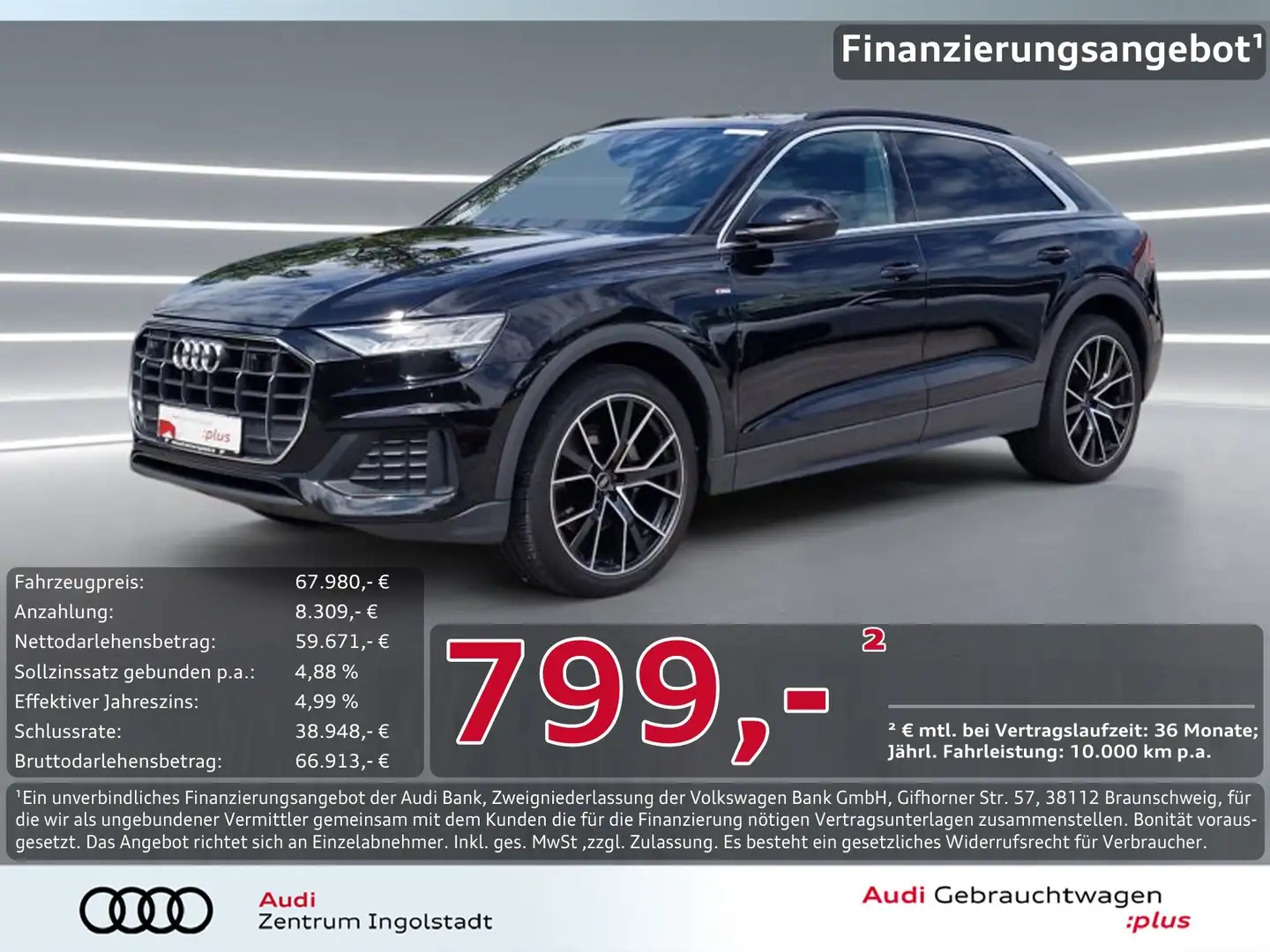 Audi Q8 50 TDI qu S line MATRIX PANO STHZG Luft 22" Schwarz - 1