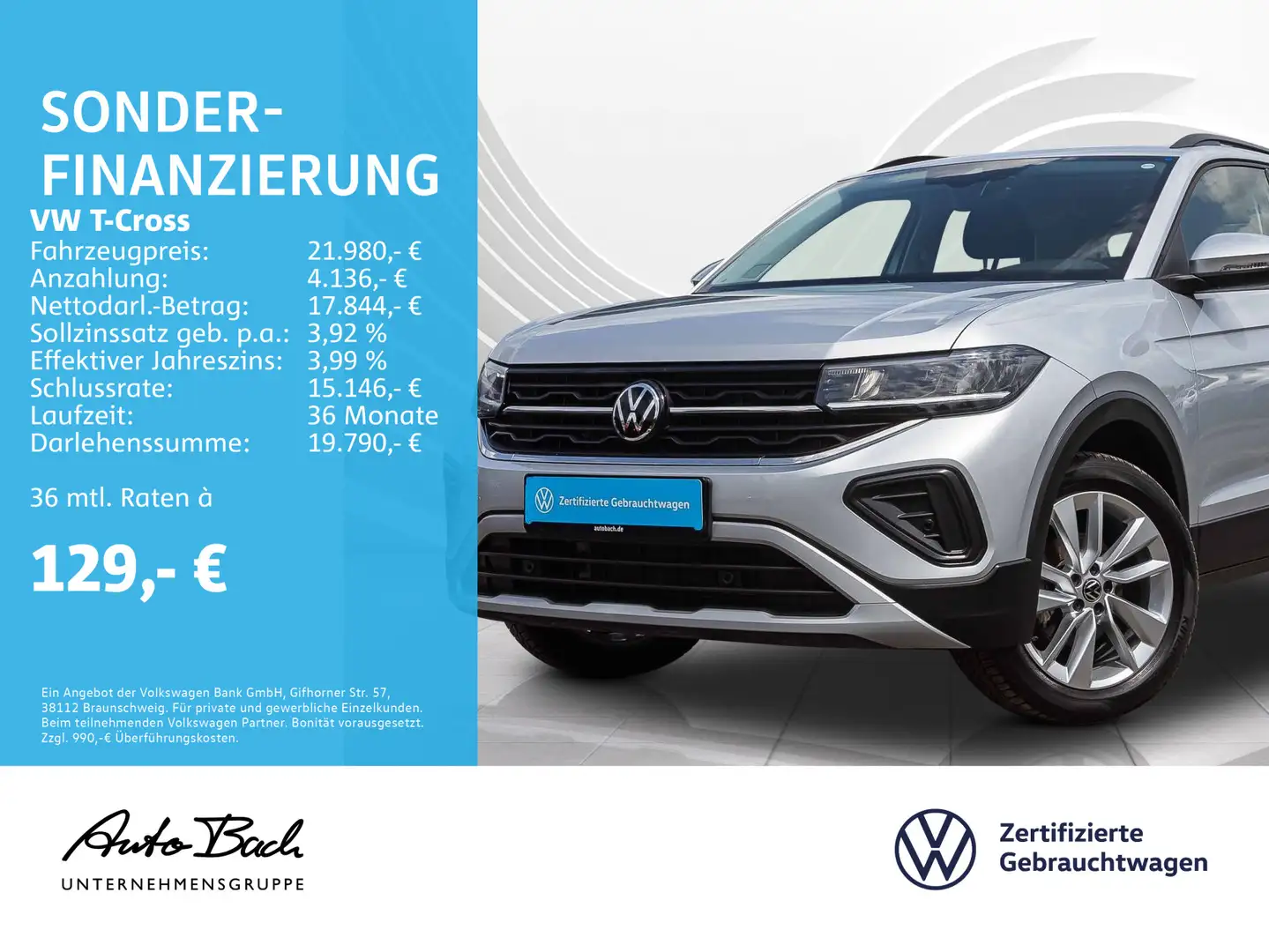 Volkswagen T-Cross 1.0 TSI "Life" LED Digital Cockpit ACC E Plateado - 1