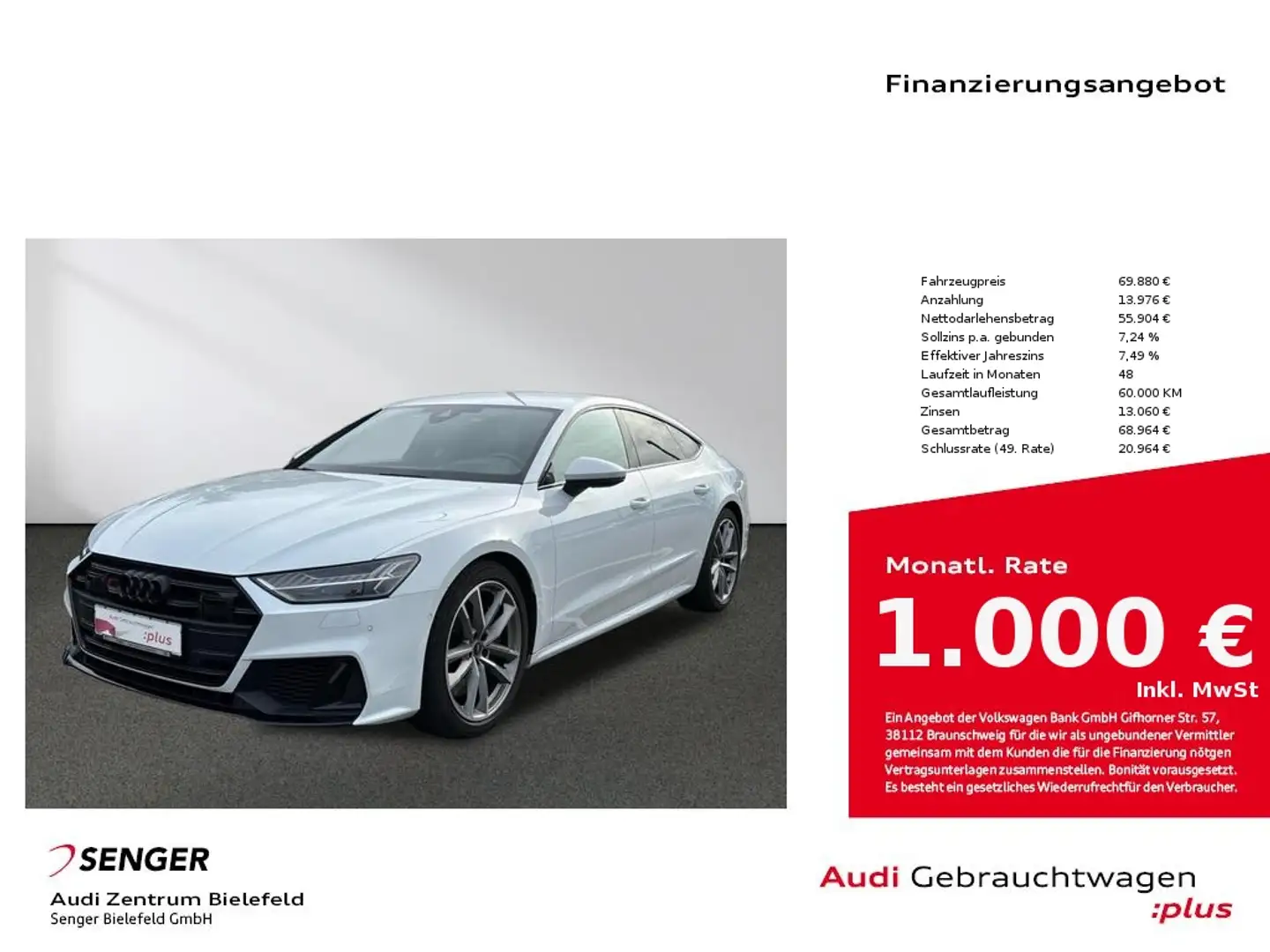 Audi S7 Sportback 3.0 TDI quattro Matrix HUD B&O AHK Alb - 1