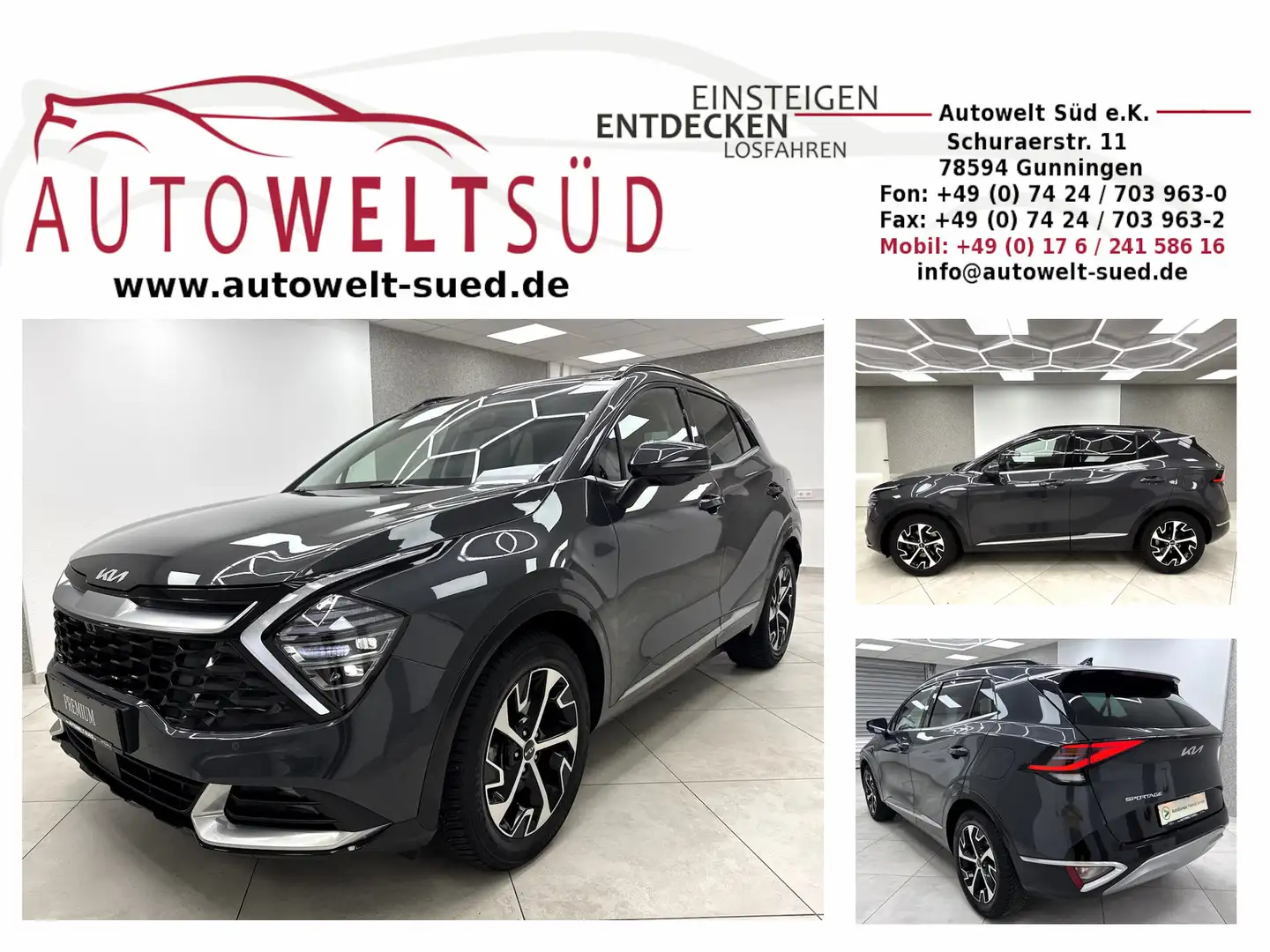 Kia Sportage 1.6 T-GDI Spirit Pano RCam LED Navi 4x SHZ Gris - 1