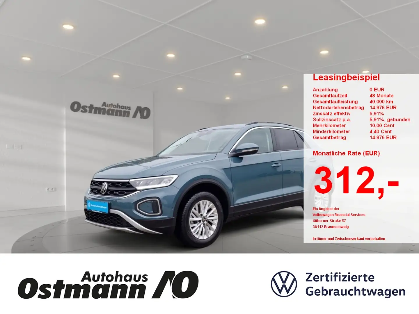 Volkswagen T-Roc 1.5 TSI Life 2xKlima ACC AUT DynLicht LED Blau - 1