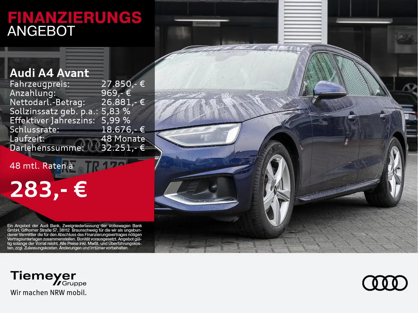 Audi A4 40 TFSI ADVANCED LED PDC KLIMA NAVI Bleu - 1