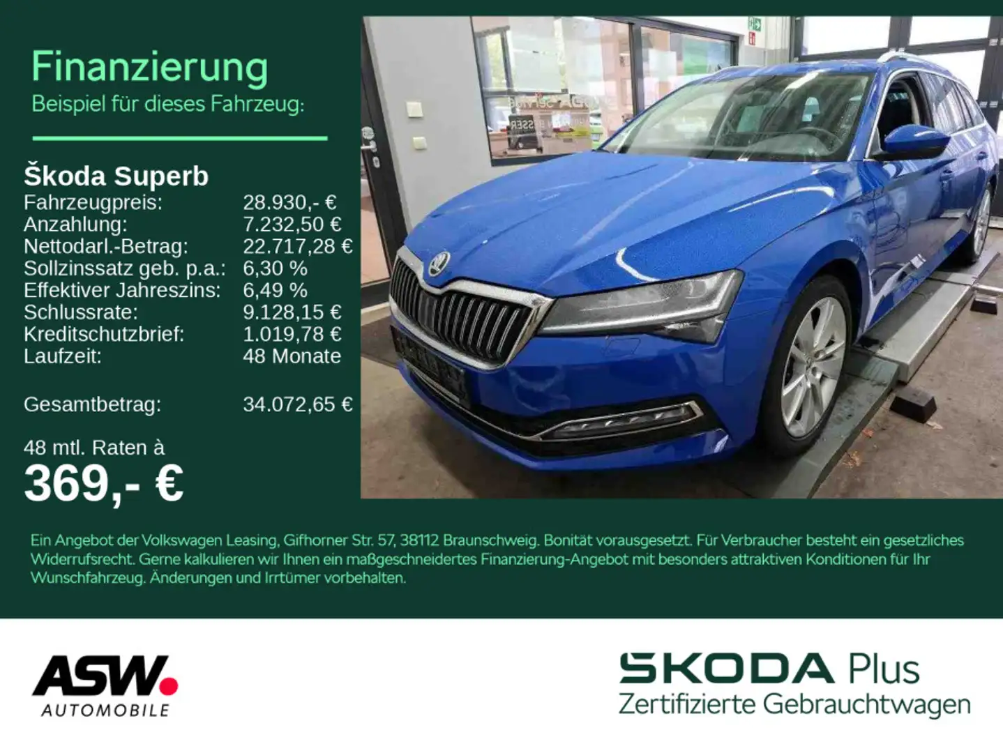 Skoda Superb Combi Style 2.0 TSI DSG LED NAVI PANO AHK Blau - 1