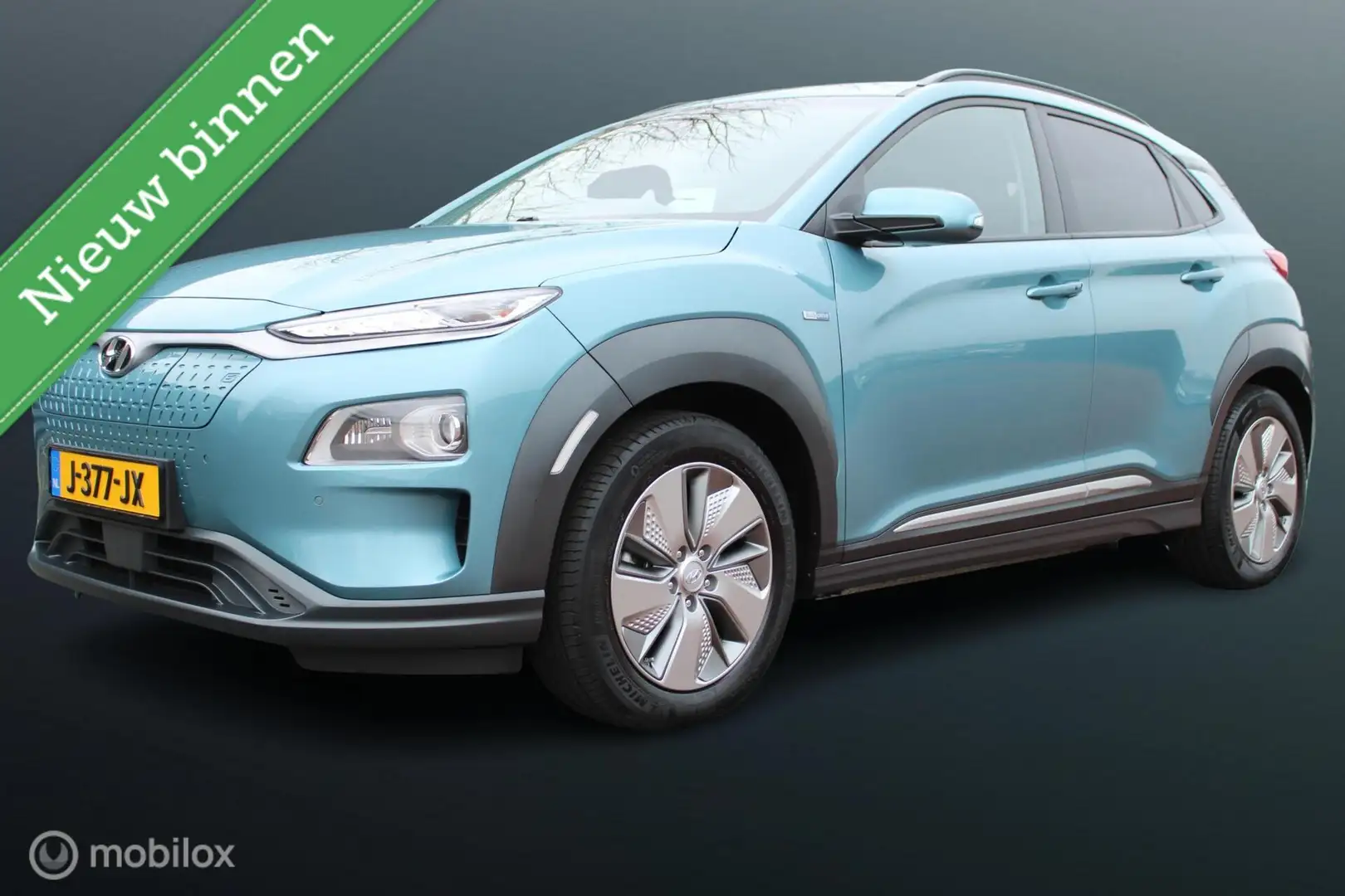 Hyundai KONA EV Premium 64 kWh, leer, Stoel-stuurverwarming, He Blau - 1