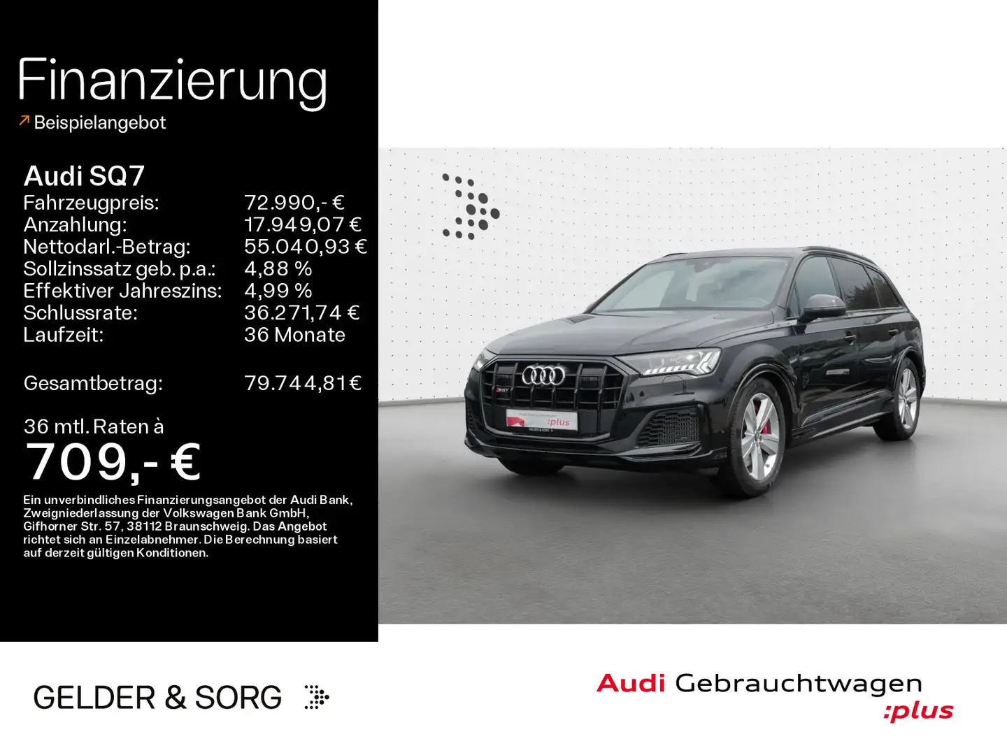 Audi SQ7 S-Line 7Sitze*AHK*Stand*HuD*Pano*S-Sitze*DAB Schwarz - 1