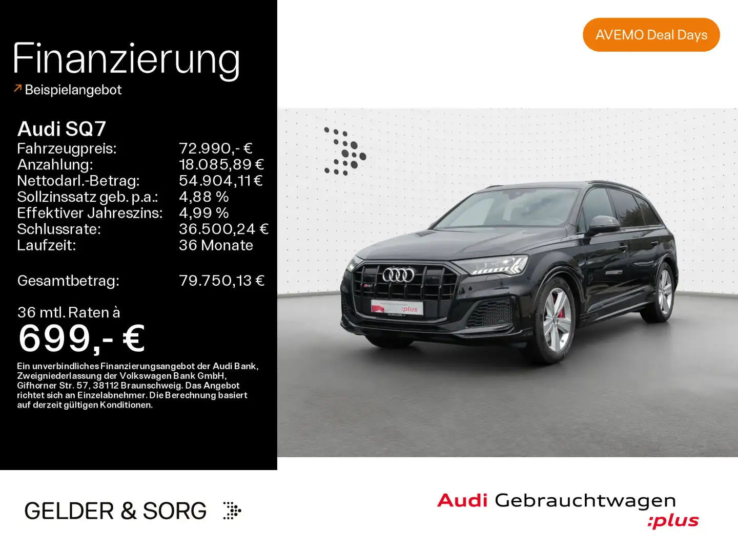 Audi SQ7 Pano*7Sitze*AHK*Stand*HuD*S-Sitze*Air*360° Schwarz - 1
