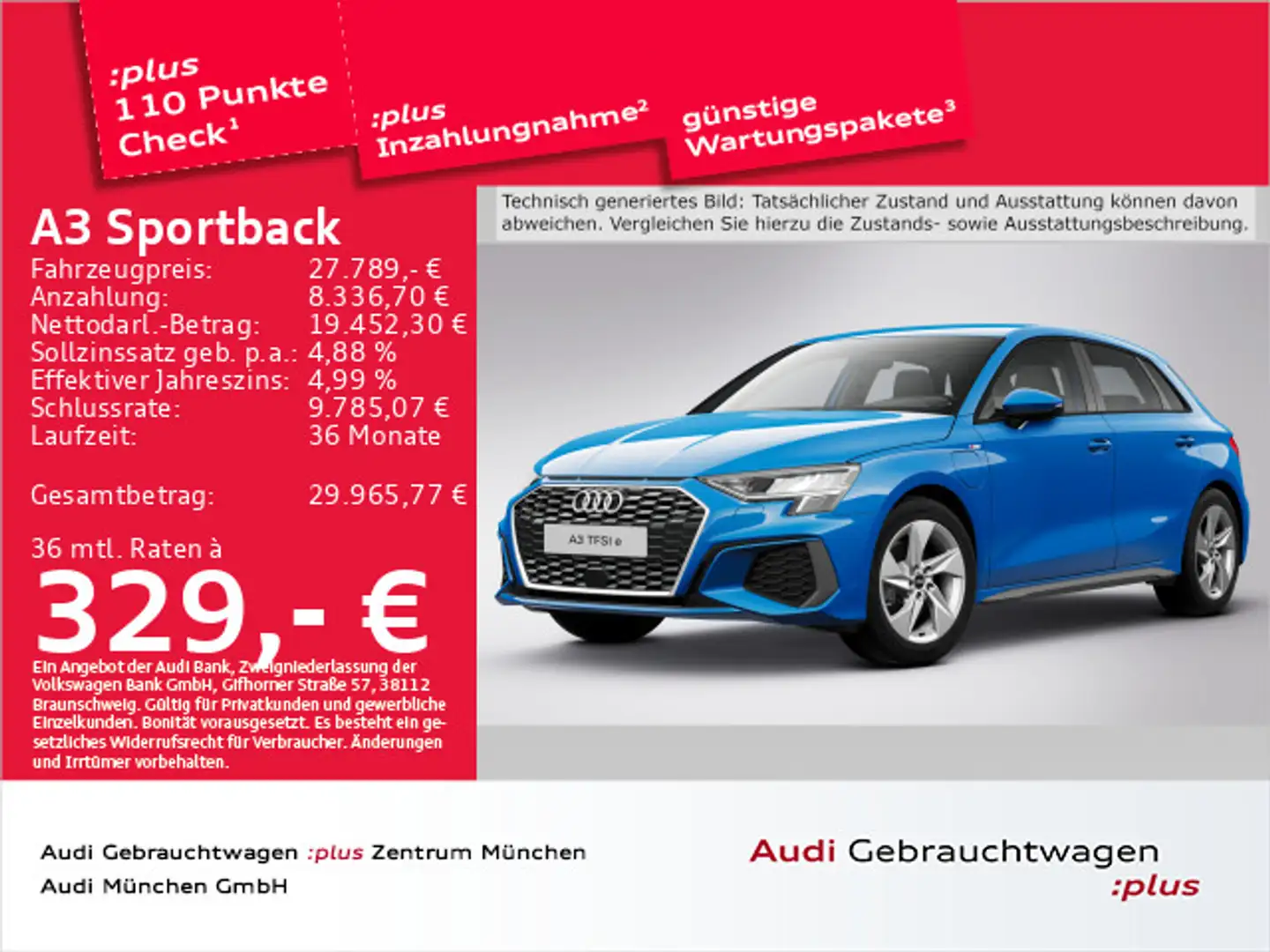 Audi A3 40 TFSI e S tronic S line Navi+ Blau - 1