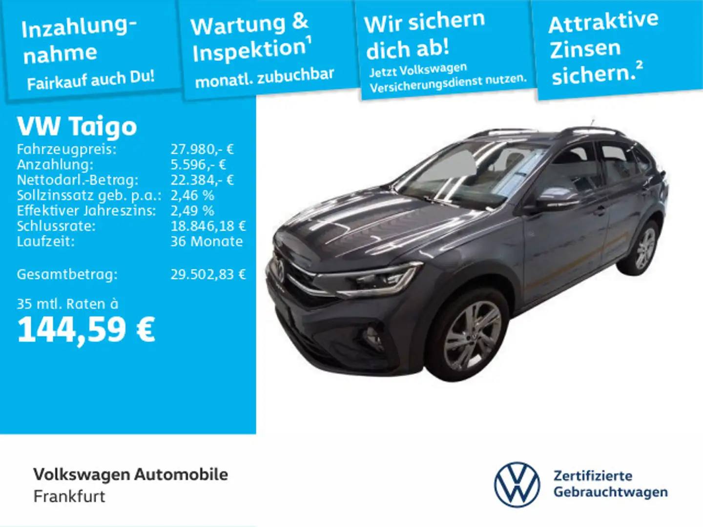 Volkswagen Taigo 1.5 TSI DSG R-Line DAB+ IQLight IQDrive Fr Grau - 1