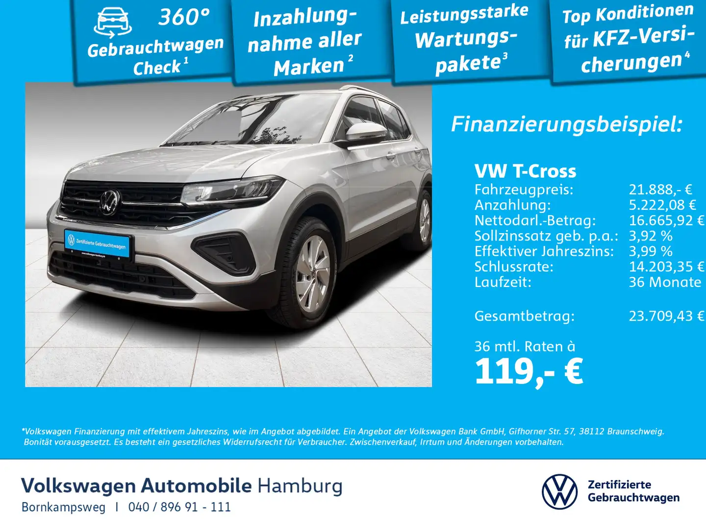 Volkswagen T-Cross 1.0 TSI Life Navi LED Kamera AppConnect Grau - 1