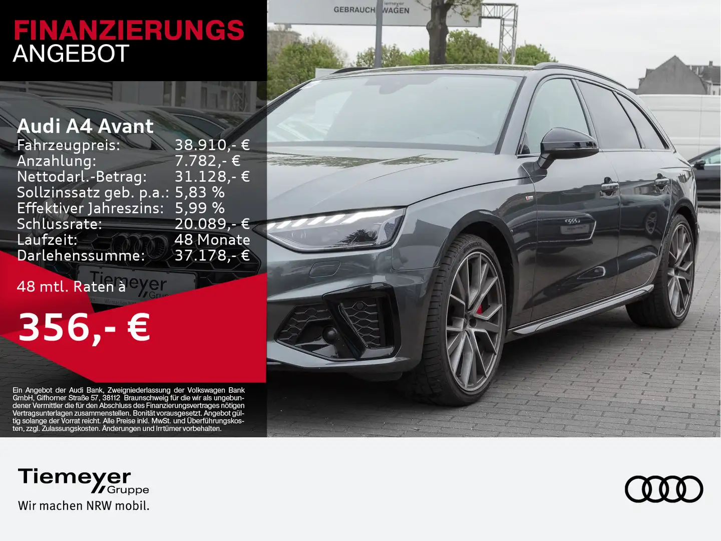 Audi A4 40 TFSI Q 2x S LINE LM19 KAMERA NAVI+ V Grau - 1