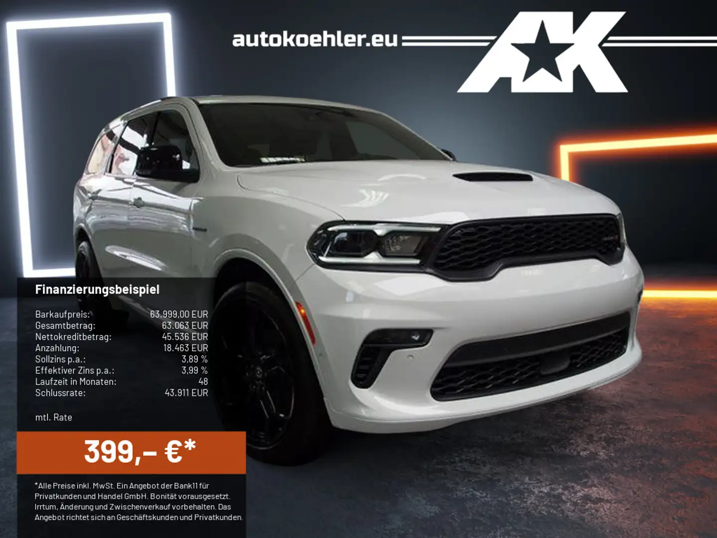 Dodge Durango 5,7 R/T, ACC, LPG-Autogas,Voll!! Weiß - 1