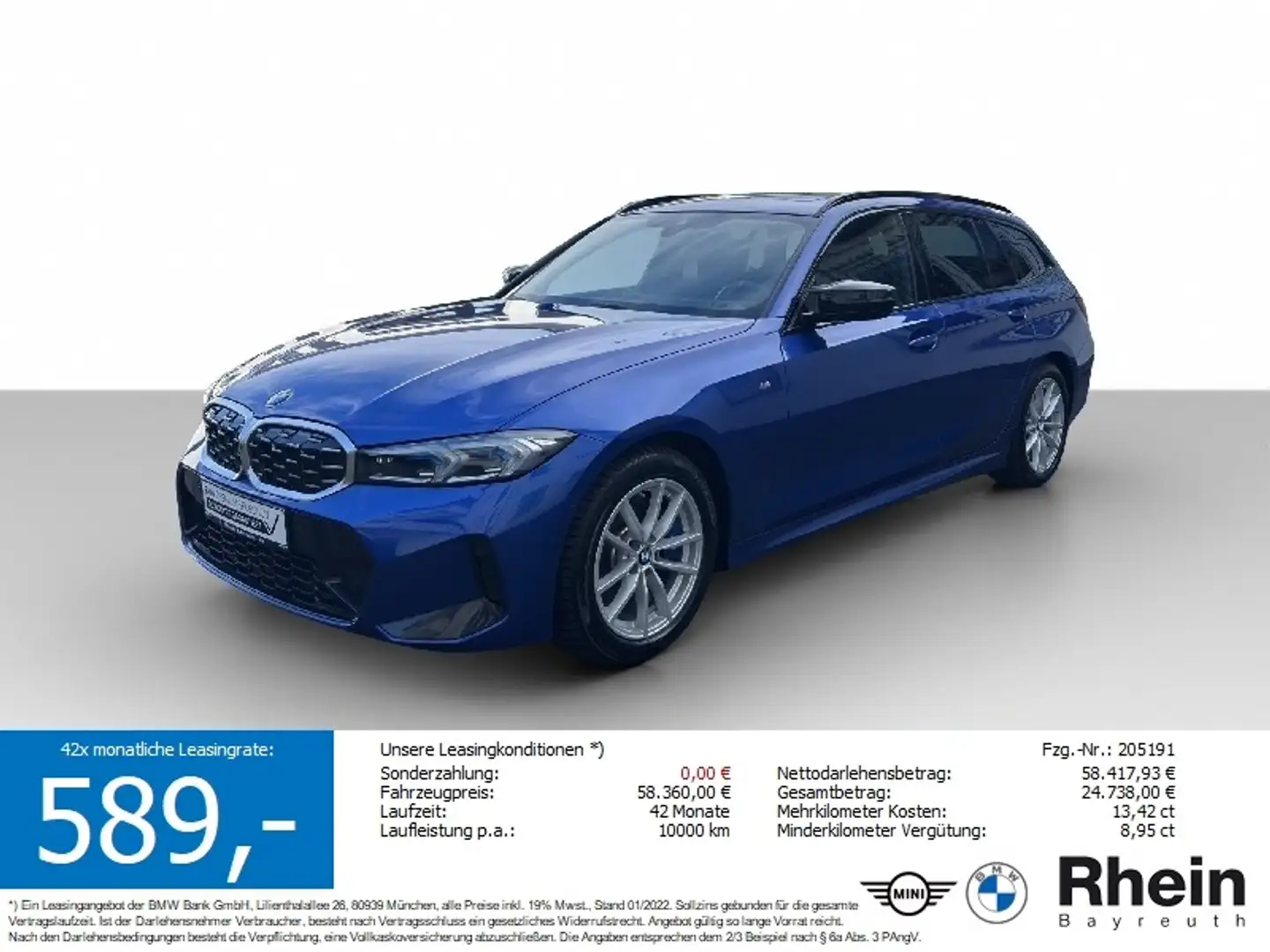 BMW 340 Mi xDrive Touring Navi AdapLED GSD AHK Park+ Navi Blau - 1