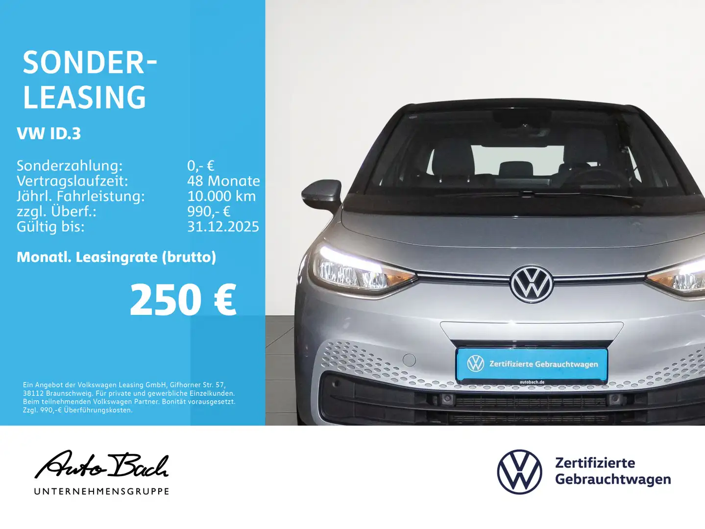 Volkswagen ID.3 Pure Performance, Navi, LED, Klima, App-Con Silber - 2