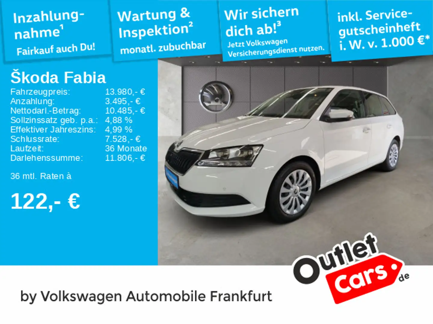 Skoda Fabia Combi 1.0 TSI Ambition Navi FrontAssist Weiß - 1