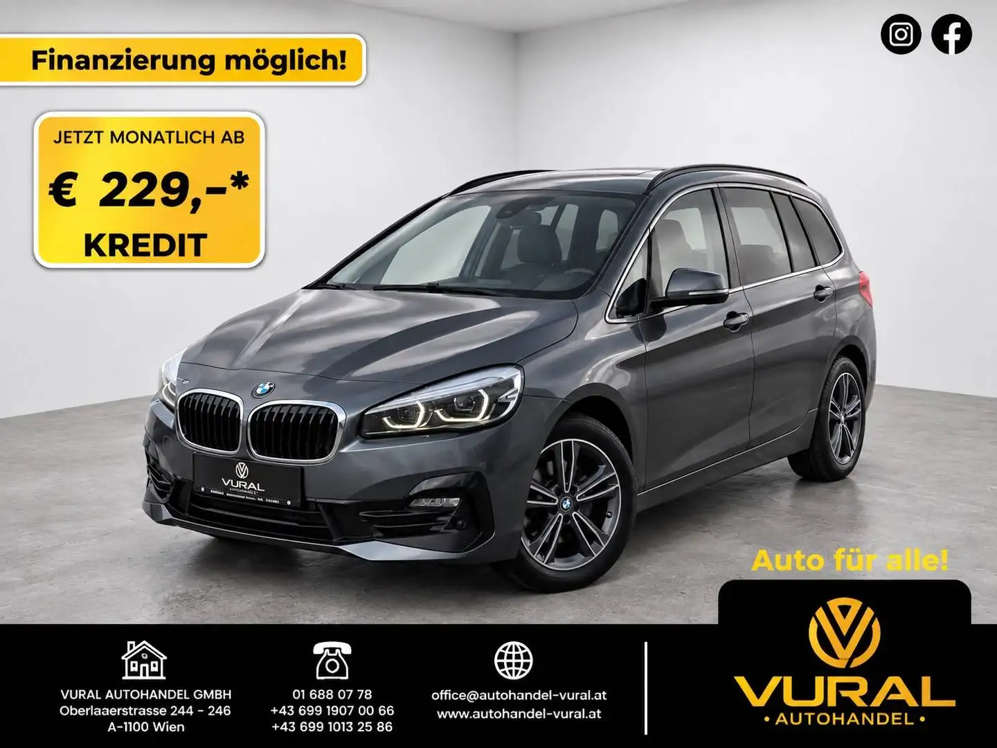 BMW 218 218 d Sport Line|Anhängerkupplung|Park-Distance-Control| Grau - 1