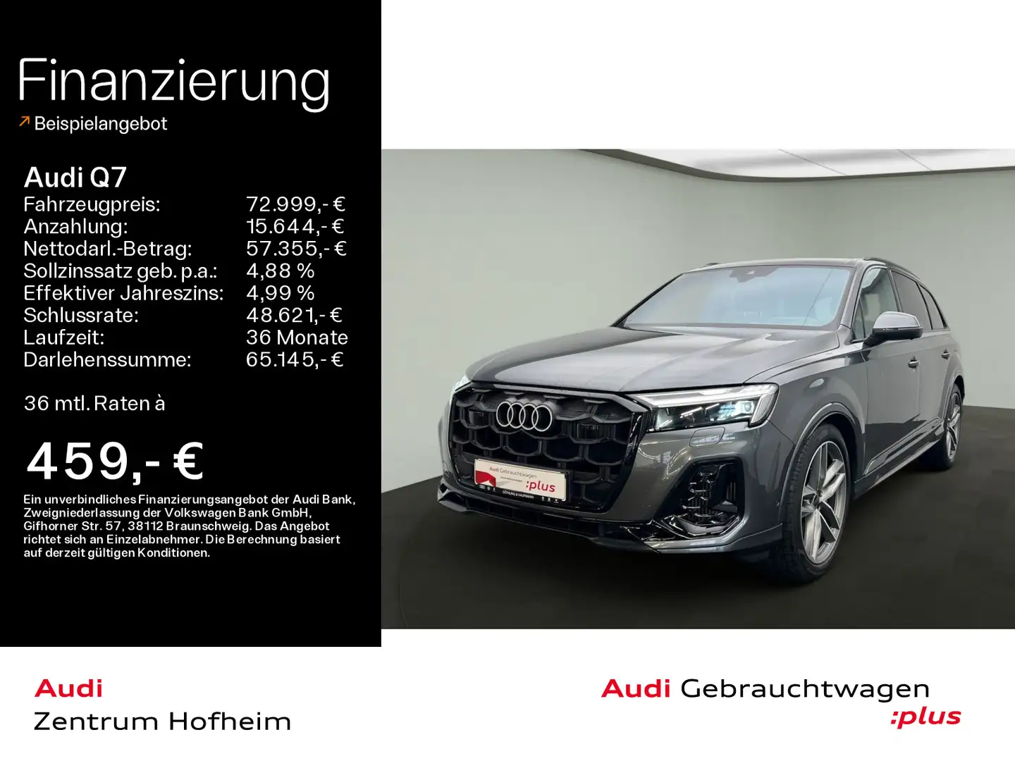 Audi Q7 55 TFSIe qu S line tip*B&O*HUD*Pano*Matrix*Vi Gris - 1