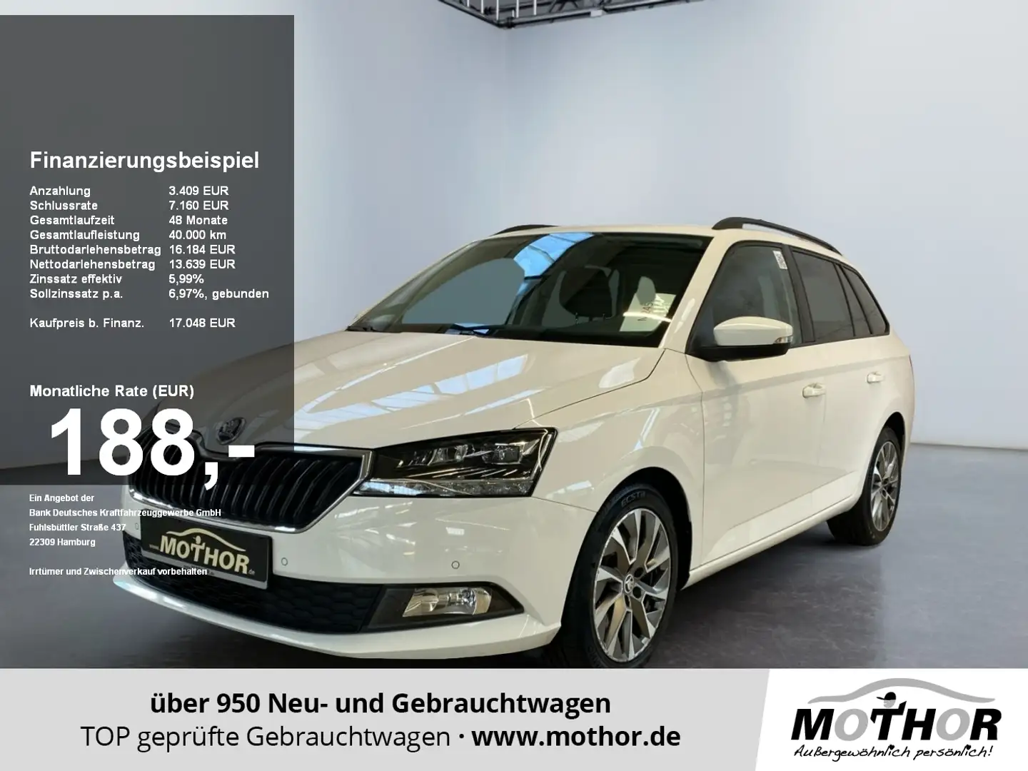 Skoda Fabia Combi Best of 1.0 TSI DSG FLA SpurH LM LED Weiß - 1