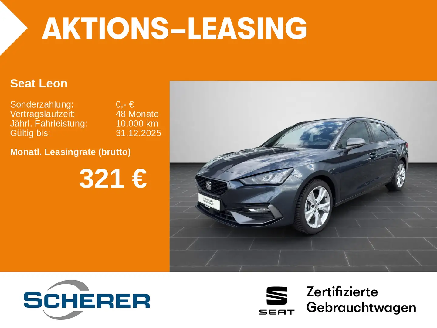 SEAT Leon Sportstourer FR 2.0 TDI DSG NAVI RFK EPH AC Grau - 1