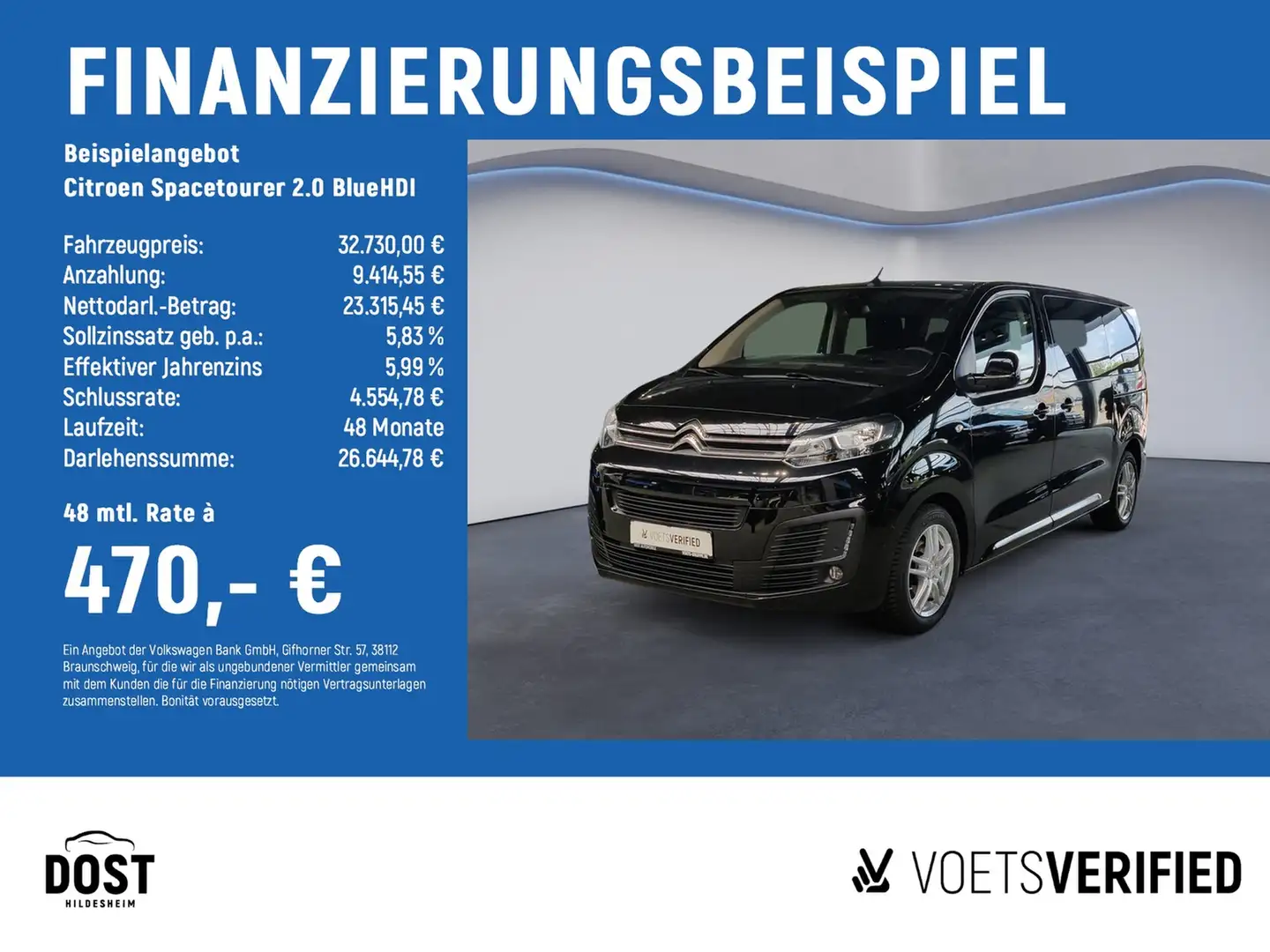 Citroen Spacetourer 2.0 BlueHDI Feel M (L2) AHK+HuD+PANO Schwarz - 2