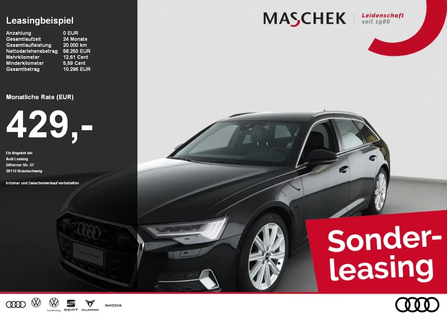 Audi A6 Avant advanced 50 TDI 103UPE Allradlenk Luftfwk HD Schwarz - 1