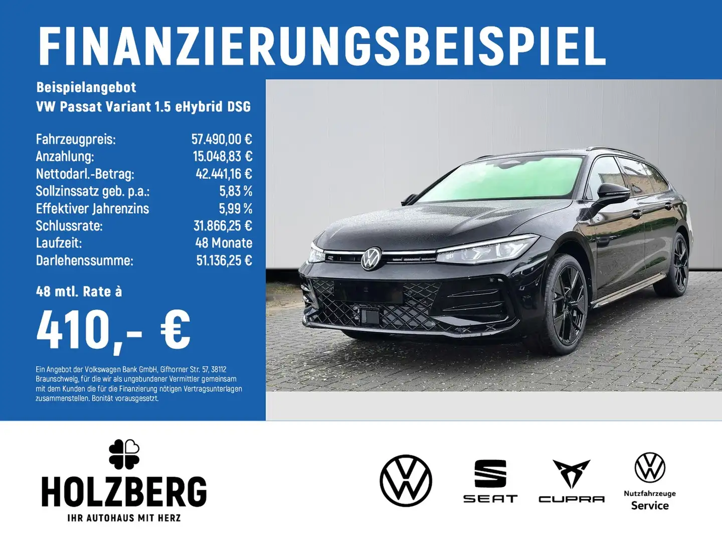 Volkswagen Passat Variant 1.5 eHybrid DSG R-Line PANO+AHK Schwarz - 2