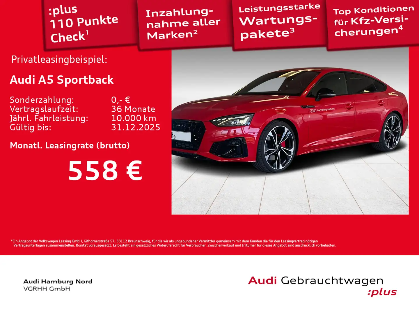 Audi A5 45 TFSI quattro S line B&O HeadUp Rood - 1