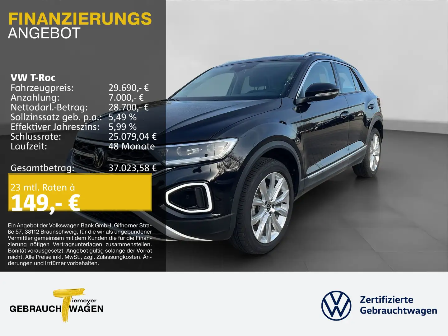 Volkswagen T-Roc 1.5 TSI DSG STYLE LM18 ST.HEIZ NAVI LED Schwarz - 1