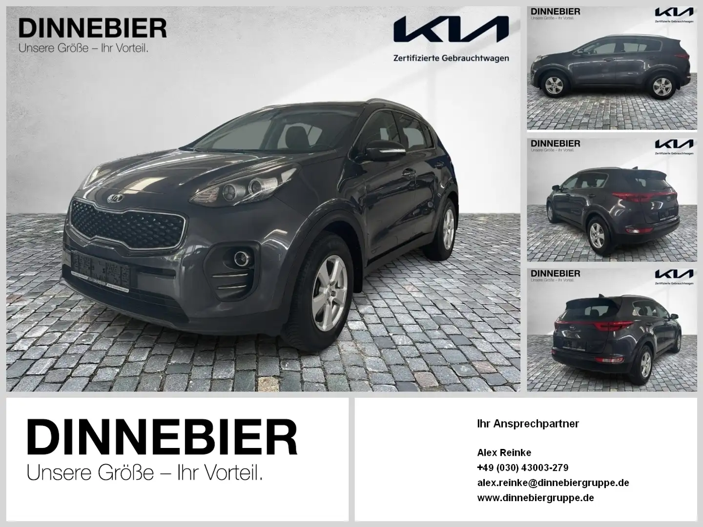 Kia Sportage 1.6 GDI Klima / Navi / PDC FLA 4xSHZ SpurW LM Grau - 1