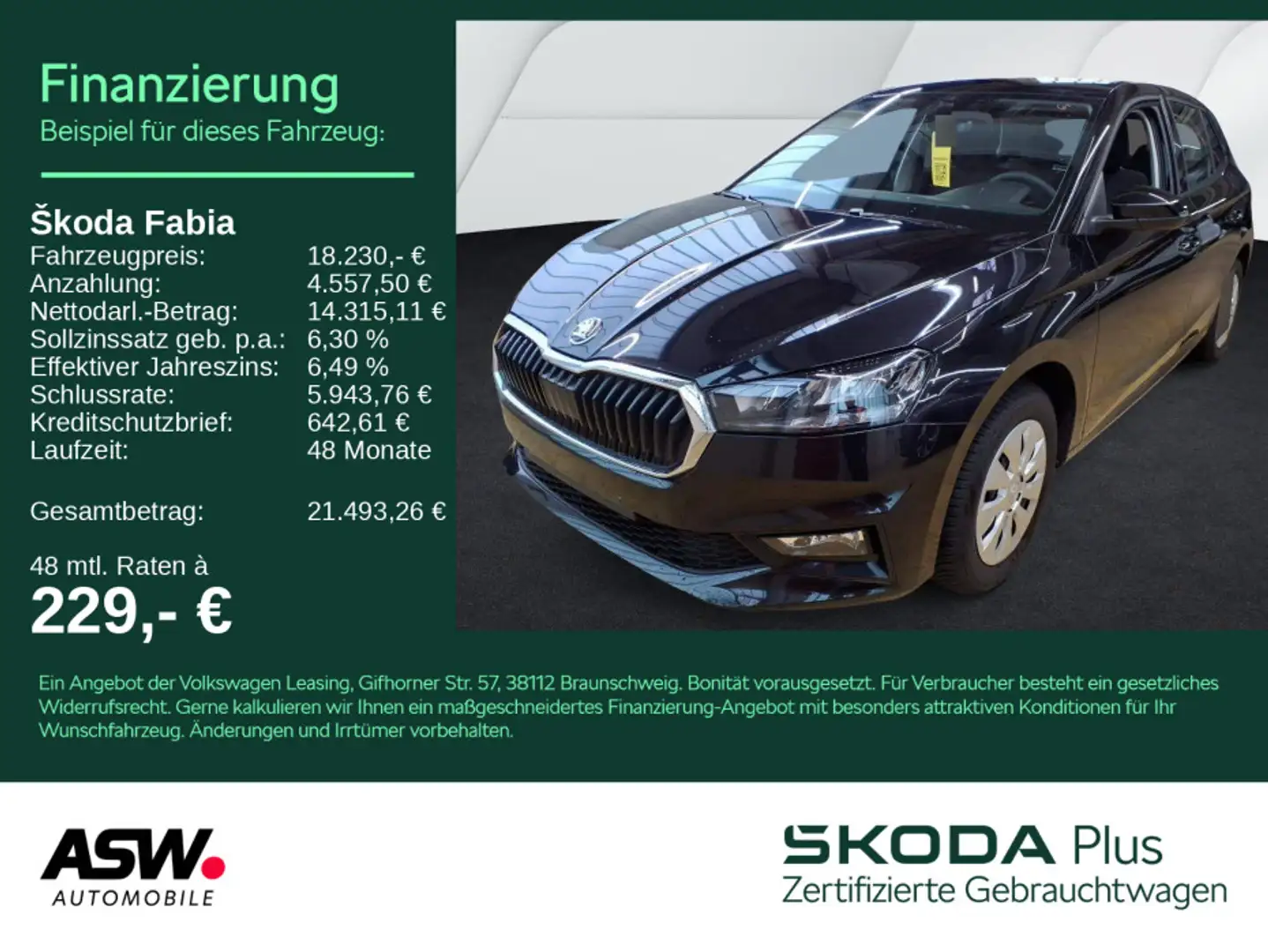 Skoda Fabia Essence 1.0 TSI LED Klima PDC SHZ Schwarz - 1