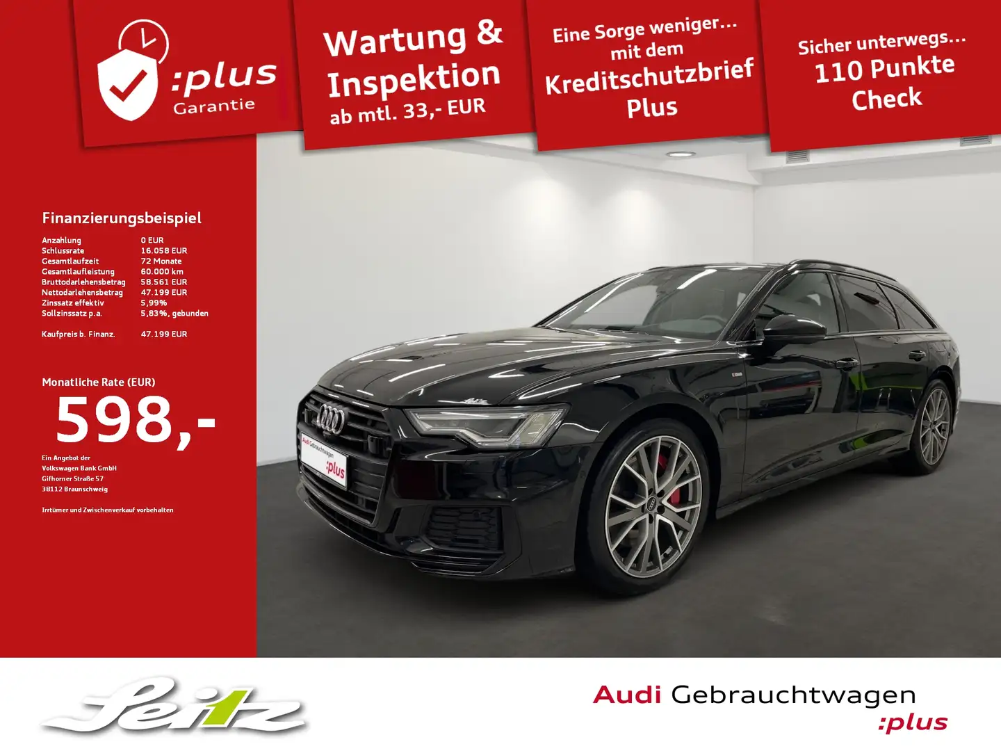 Audi A6 Avant 55 TFSI e quattro S line *AHK*B&O*HEAD-UP*MA Schwarz - 1