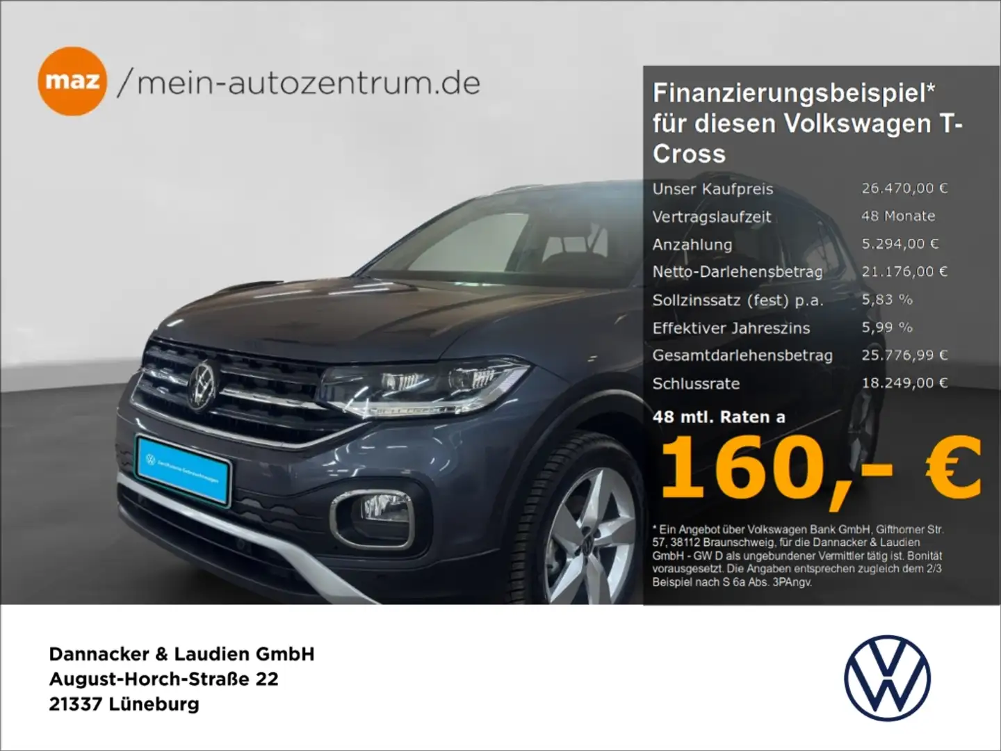 Volkswagen T-Cross Style 1.0 l TSI OPF 110 PS 7-Gang-DSG Grau - 1