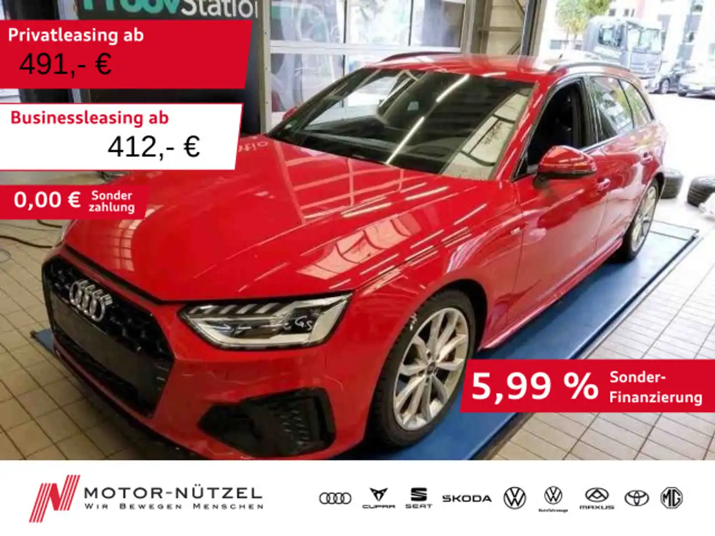 Audi A4 40 TFSI QU S-TR 2x S-LINE NAVI+AHK+HuD Rot - 1