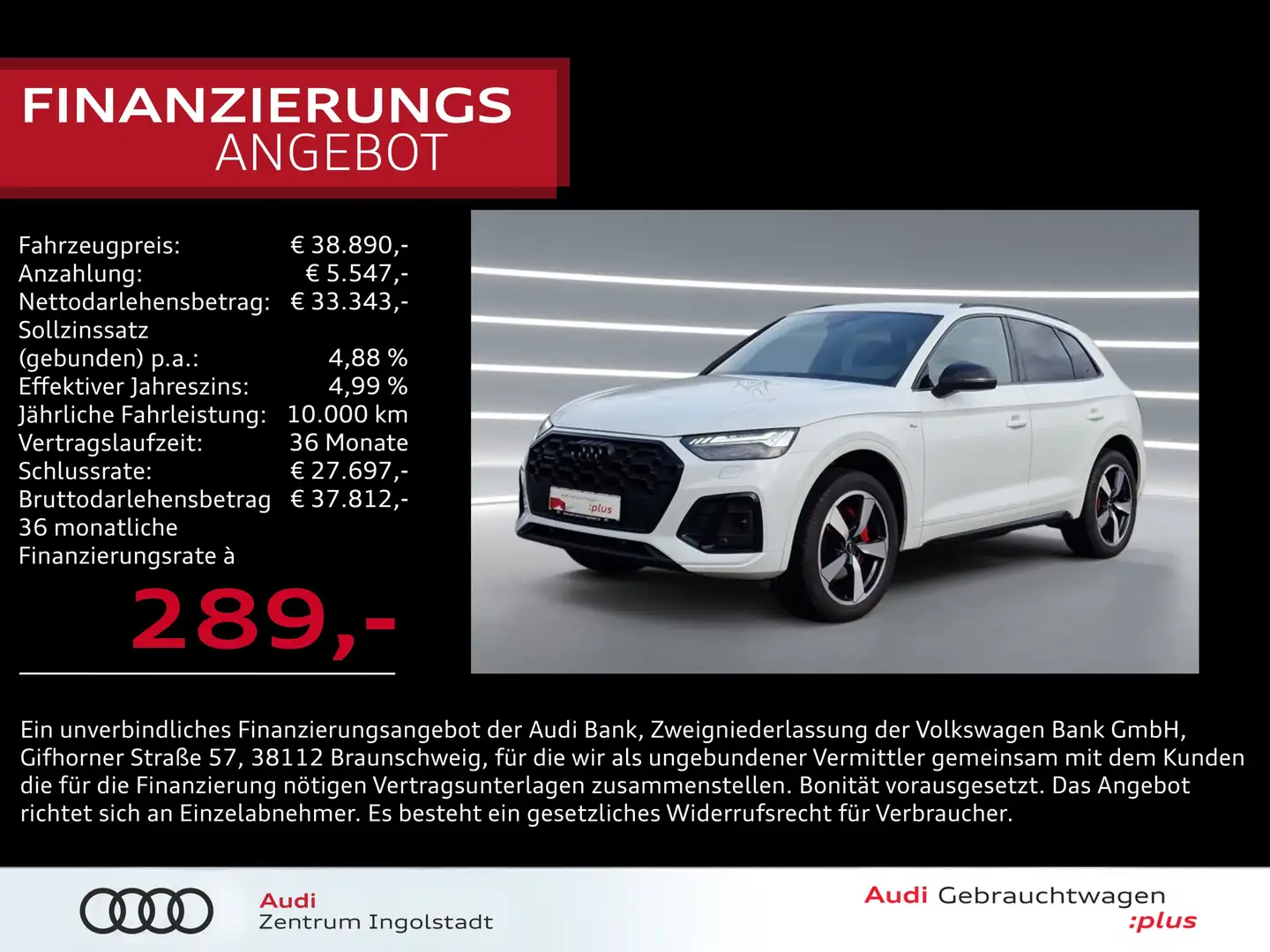 Audi Q5 40 TDI qu 2x S line MATRIX AHK ACC Kamera 20" Weiß - 1