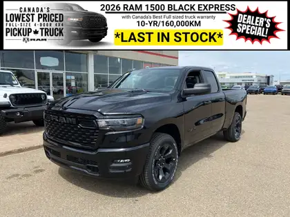 Black 2026 RAM 1500 Pickup Truck Four-Wheel Drive 8-Speed Automatic