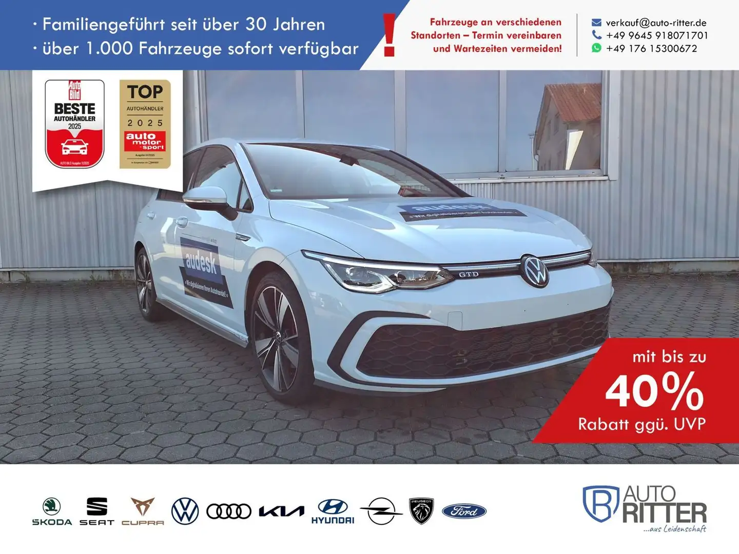 Volkswagen Golf GTD ACC|HuD|AHK|RFK|Navi|Carplay|Klima|P... Weiß - 1