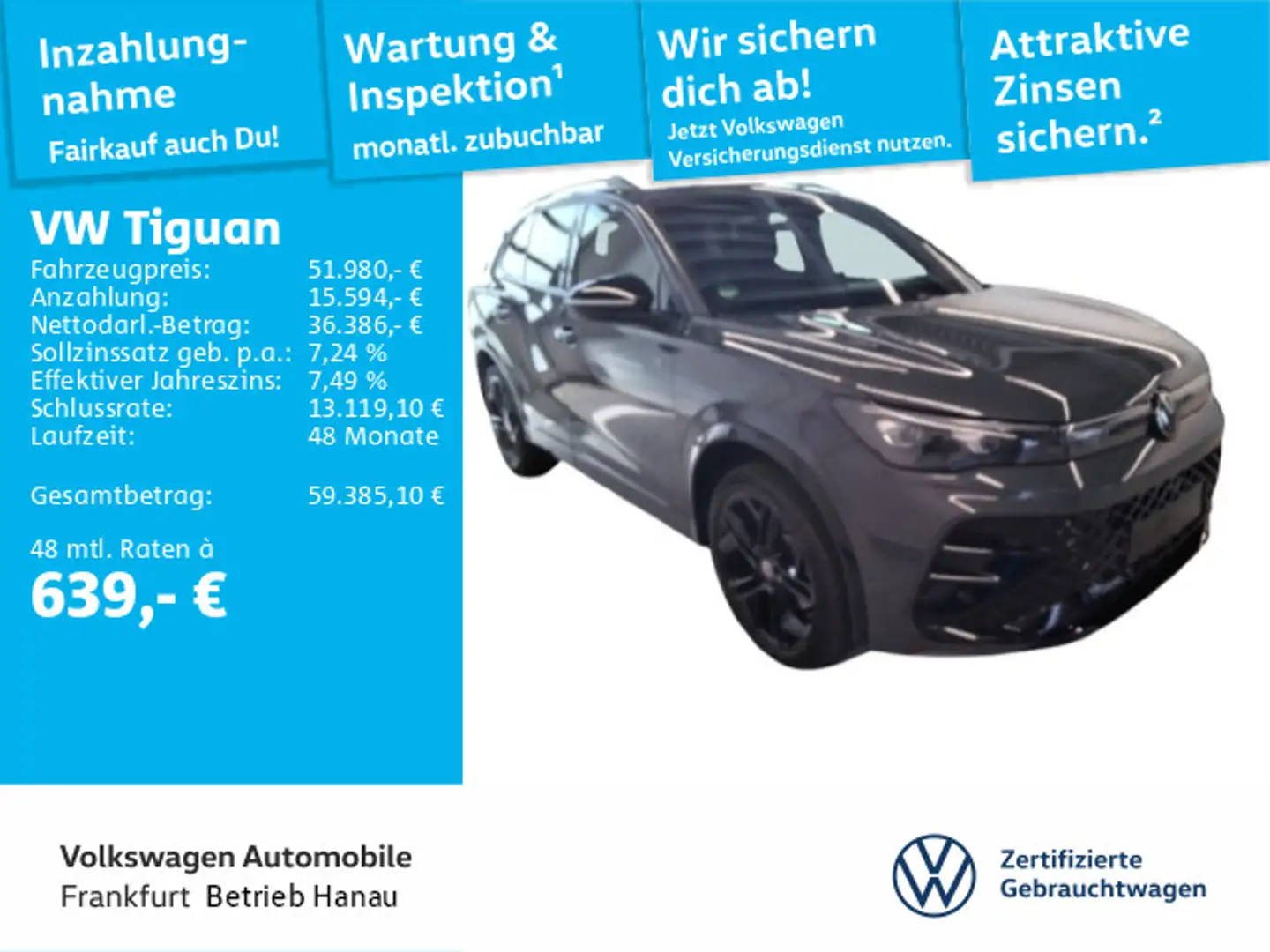 Volkswagen Tiguan 2.0 TDI DSG R-Line Navi AHK IQ.LIGHT - HD Grau - 1