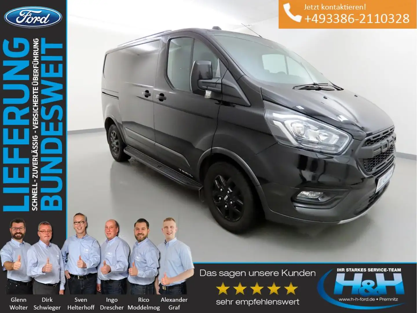 Ford Transit Custom 2.0 340 L1H1 Trail AHK+Totwinkel Fekete - 1