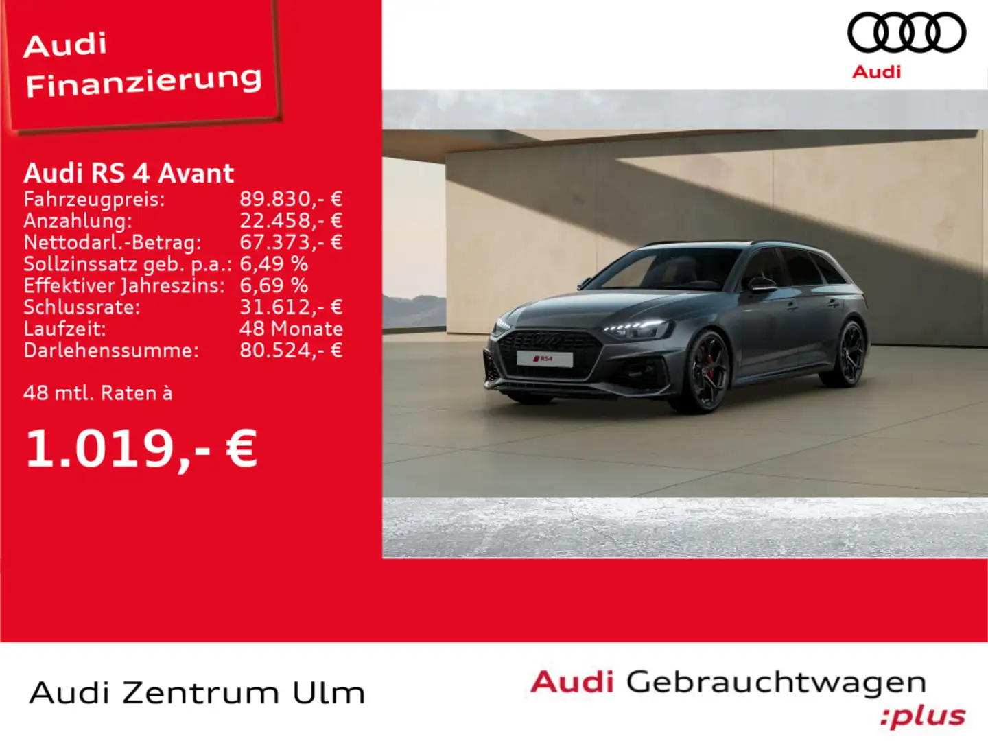 Audi RS4 AHK R-KAM NAV+ E-KLAPPE PANO HEAD-UP Grau - 1