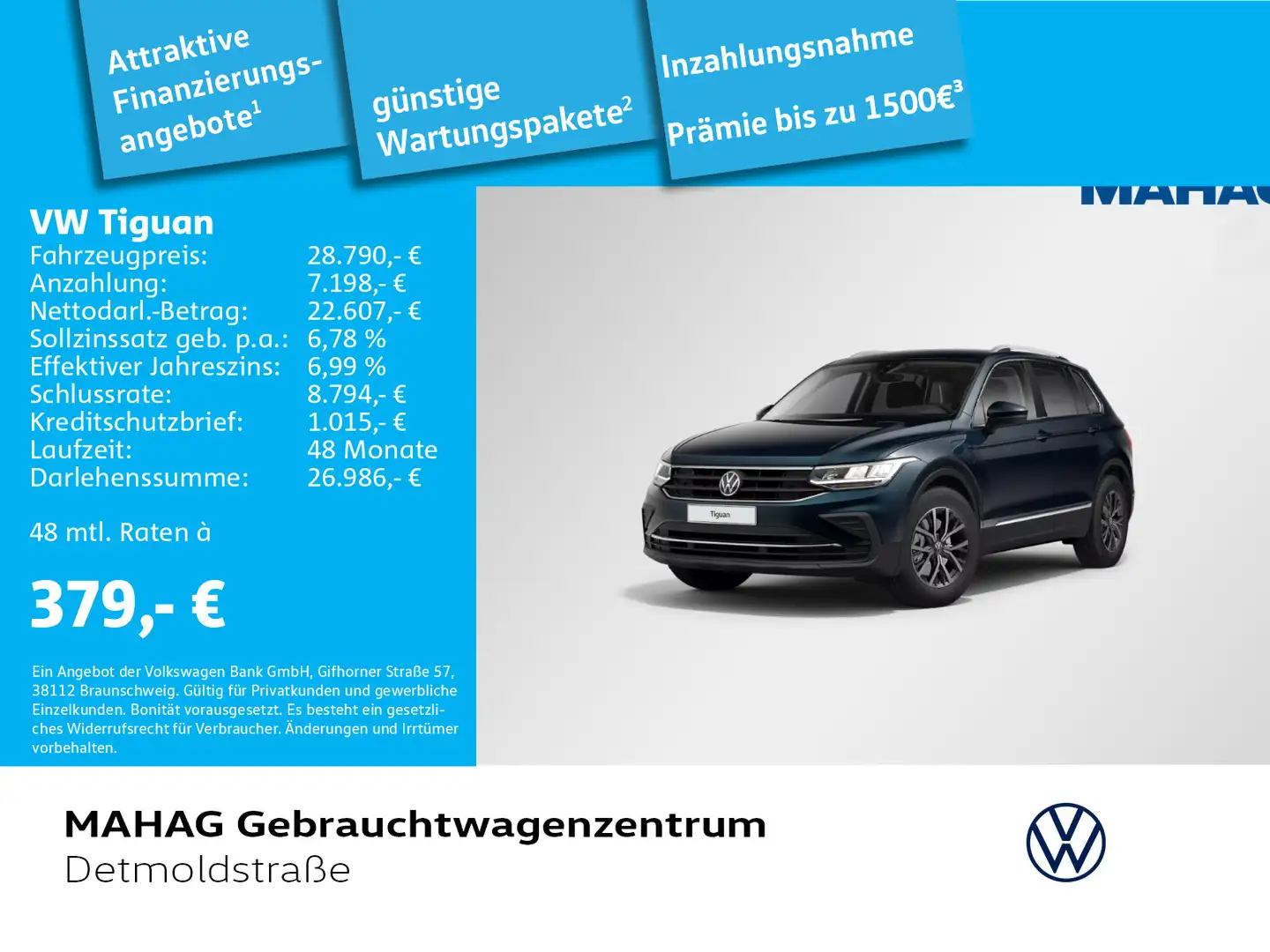 Volkswagen Tiguan 1.4 TSI eHybrid LIFE AHK Navi LED Kamera Blau - 1