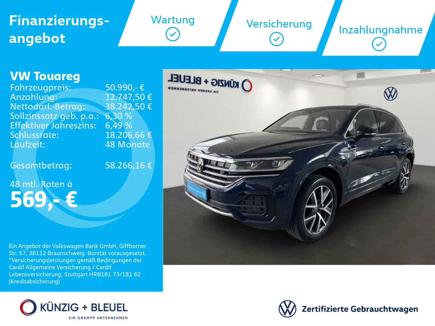 Volkswagen Touareg R-Line 3,0 TDI*DSG*Nav*StHz*360° Kam*Sou Blau - 1