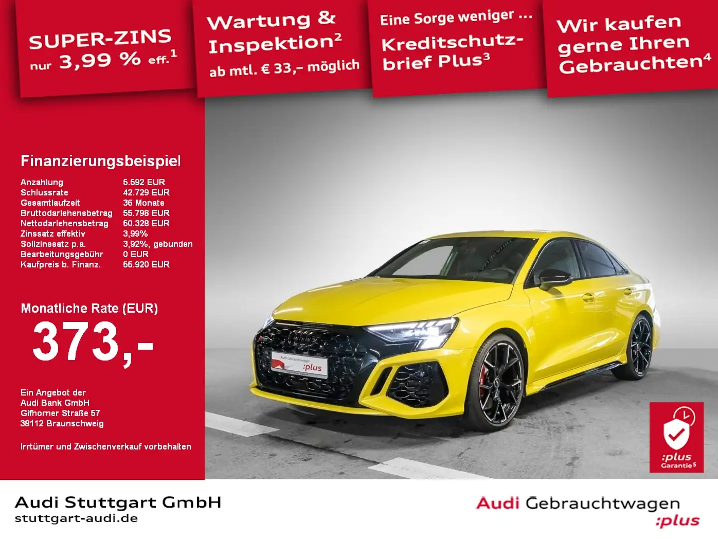 Audi RS3 RS 3 Limousine S tronic Matrix Memory SHZ VC žuta - 1