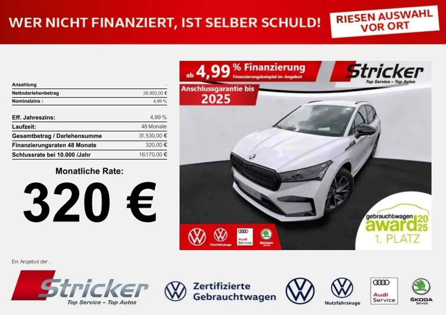 Skoda Enyaq iV60 Sportline 320,-ohne Anzahlung Matrix-Beam Weiß - 1