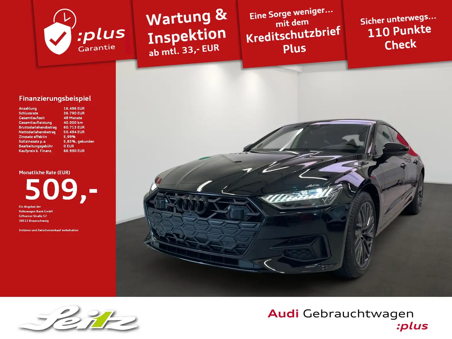 Audi A7 Sportback 50 TDI quattro *AHK*DVD*HEAD-UP*NAVI* Zwart - 1