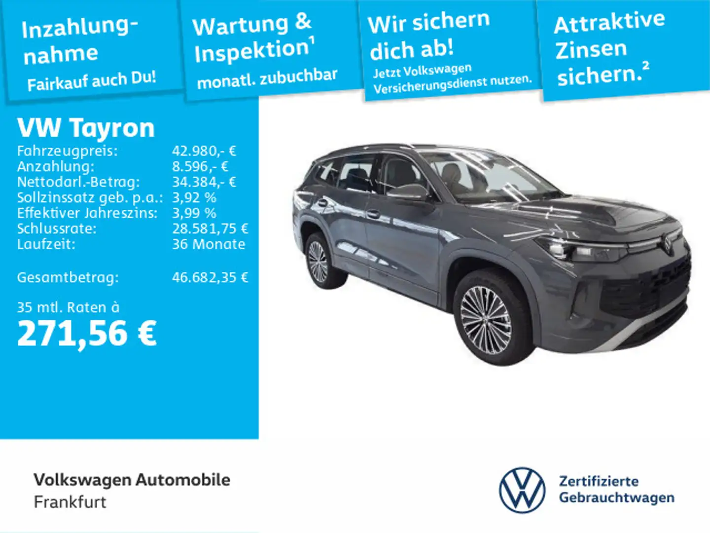 Volkswagen Tayron 2.0 TDI DSG 4Motion Life AHK KAM DCC LED Gris - 1