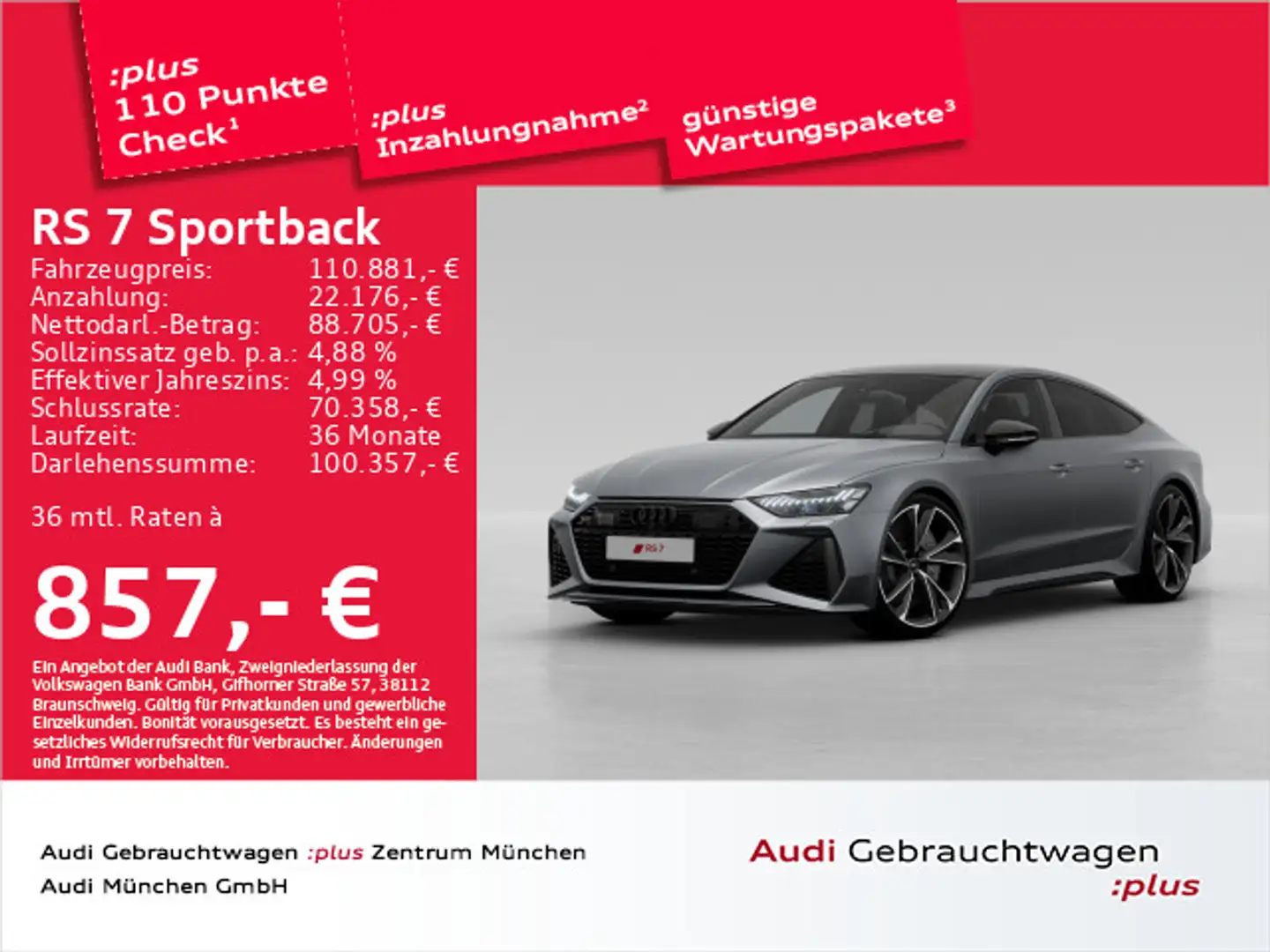 Audi RS7 RS7 Sportback tiptr. Dynamik+/Keramik/Essentials Grau - 1