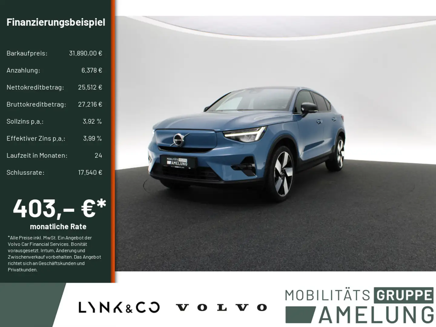 Volvo C40 Recharge Twin Motor Ultimate PANO 360° Blau - 1