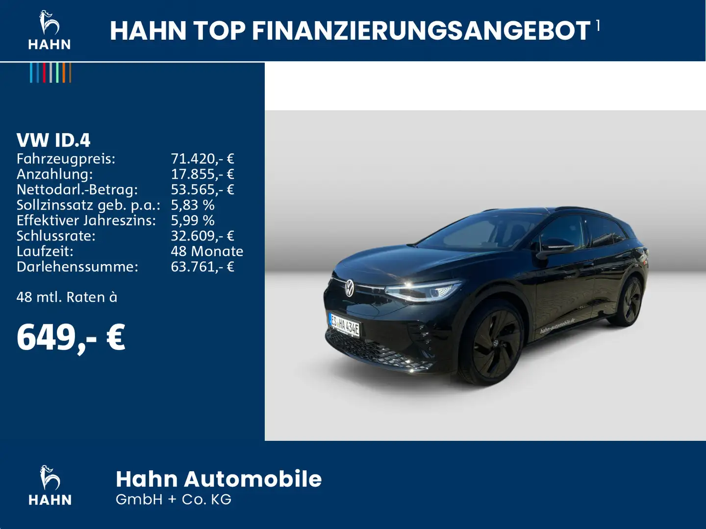 Volkswagen ID.4 GTX 4Mot 250 kW/340 PS) 77 kWh, AHK Pano IQ Schwarz - 2