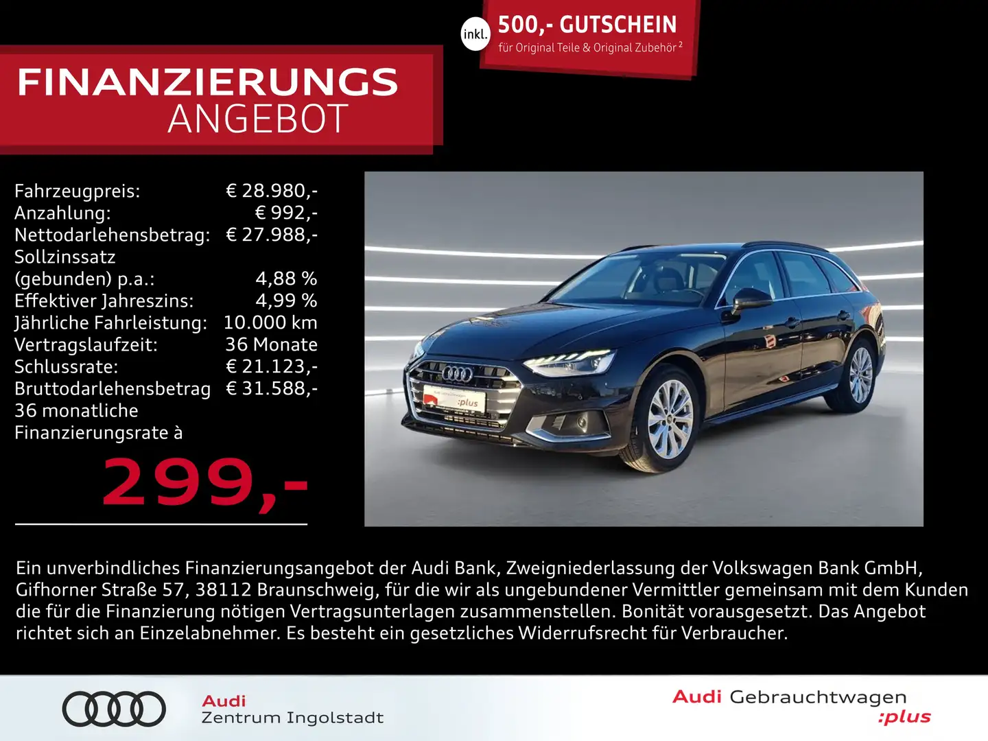 Audi A4 Avant 35 TFSI MATRIX NAVI KAM 2xPDC Advanced Schwarz - 1