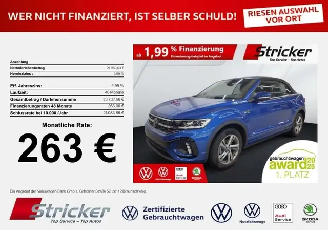 Volkswagen T-Roc Cabriolet R Line 1.5TSI DSG 263, ohne Anzahlung N