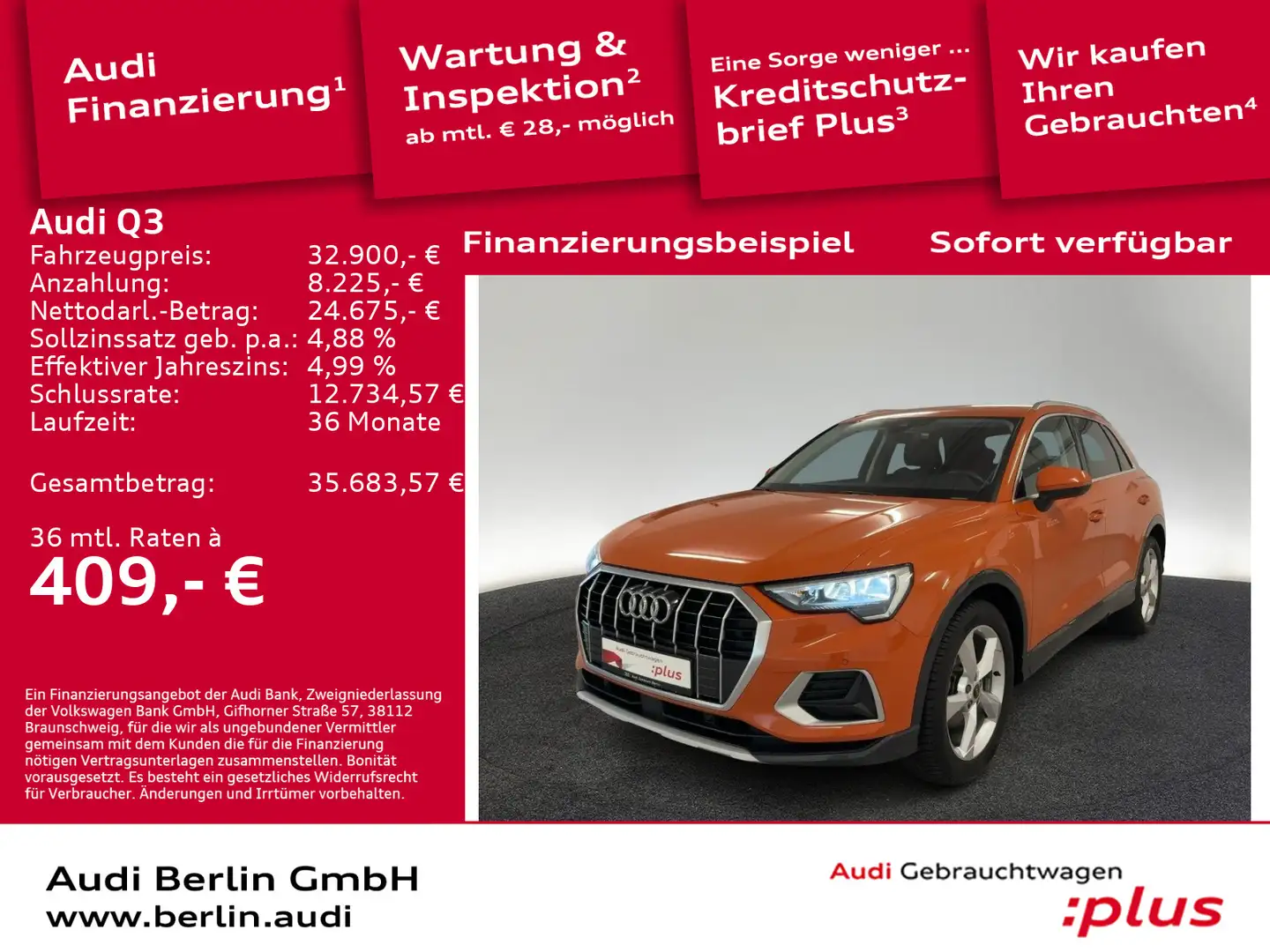 Audi Q3 advanced 35 TFSI S tr. LED AHK PDC VIRTUAL Orange - 1